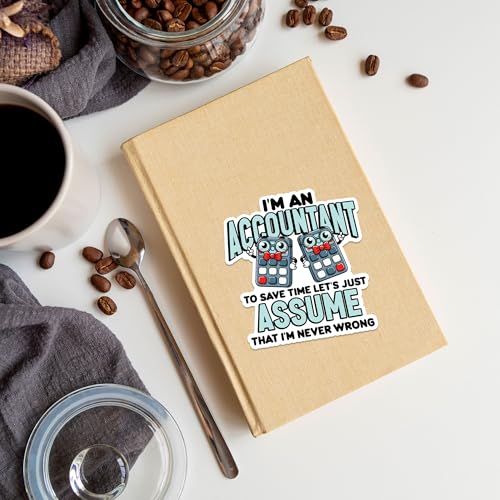 Image of Accountant Sticker 8 Pcs (Large Size) Vinyl Stickers Laptop Accounting Waterproof Decal for Car Bumper Water Bottle Notebook Window Birthday Decorations - Size 4 Inches