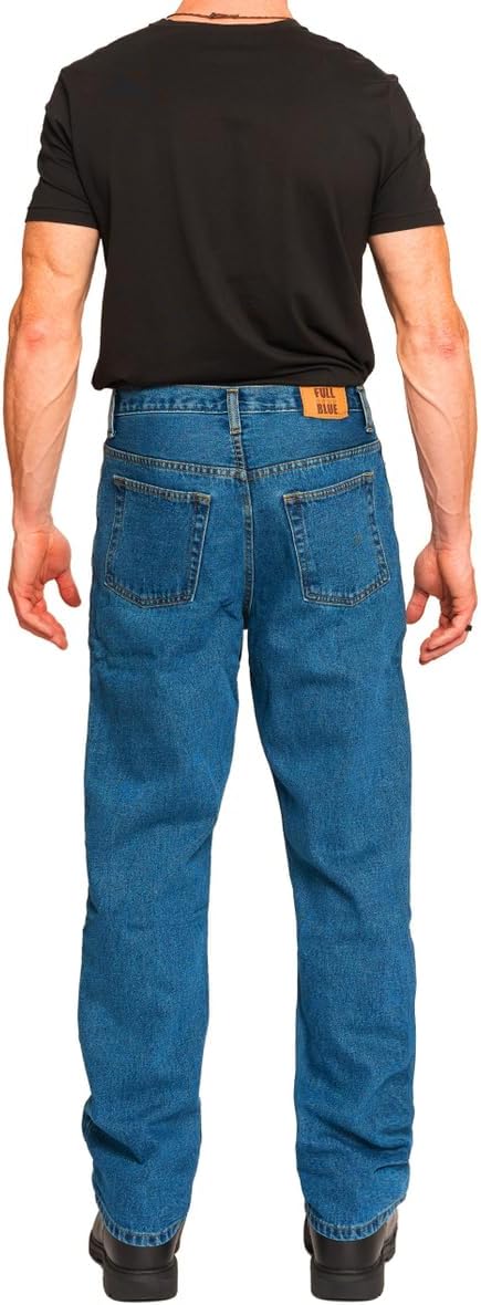 FULL BLUE 5 Pocket Denim Jeans, Straight Legs, Sits at Waist, Relaxed Thighs - Image 6