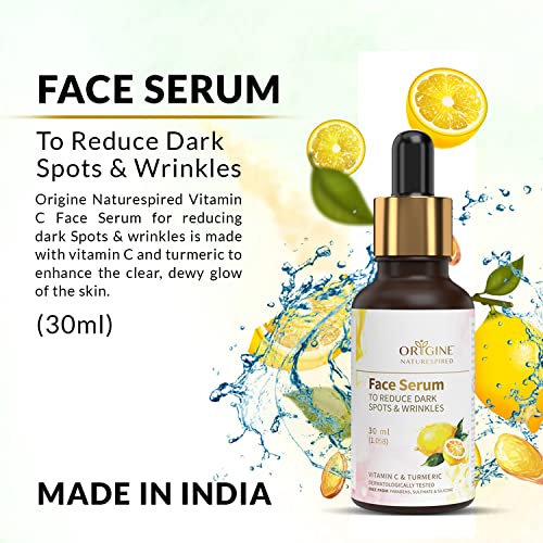 Image of Vitamin C Face Serum to Reduce Dark Spots & Wrinkles | Natural Serum For Glowing Face | Naturally Blended With Lemon, Turmeric, And Aloe Vera | Vitamin C Booster Serum, 30ml