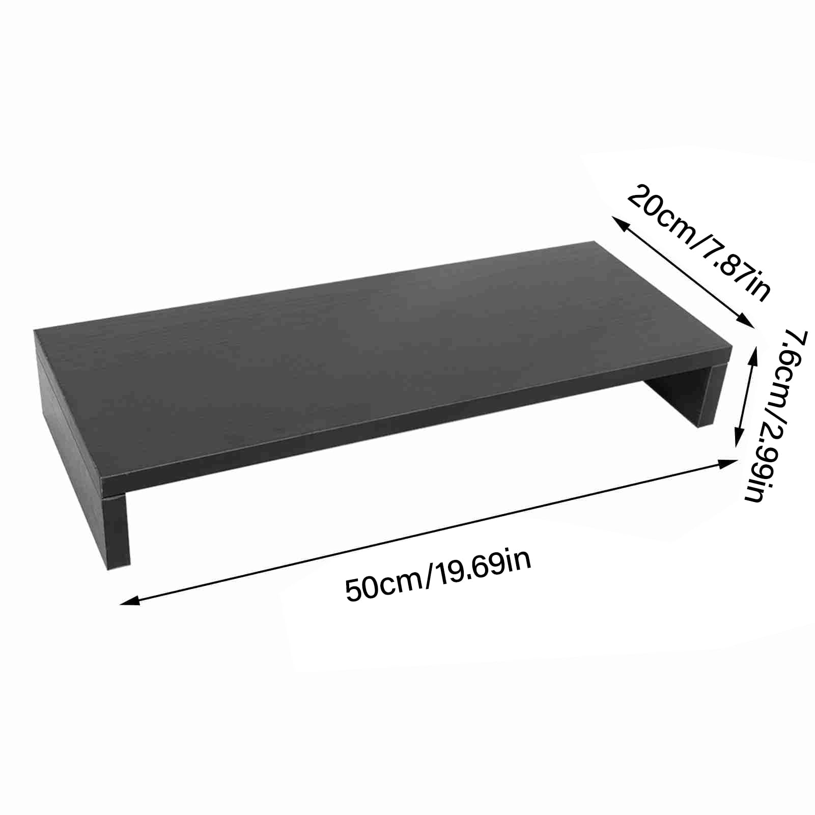Drewniany stojak na monitor do monitorów LED LCD, podstawka do biurka podnosząca wysokość ekranu i zmniejszająca obciążenie szyi, organizer pod biurkiem do komputera i laptopa, 50 (Czarny)