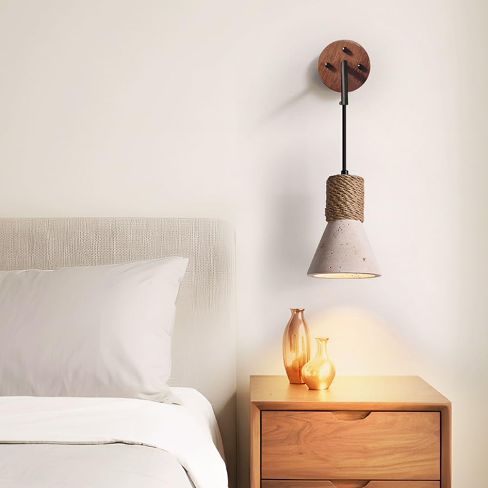 Industrial Style Wall Light, E26 Source Yellow Travertine Lamp, Single Head Flush Mount Sconce, Bedside Living Room Hotel Mounted Lighting Fixtures