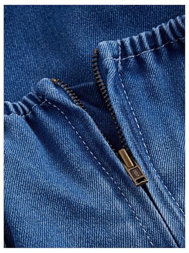 SHENHE Women's Tie Shoulder Sleeveless Denim Mini Dress Layered Ruffle Hem Jean Dress3