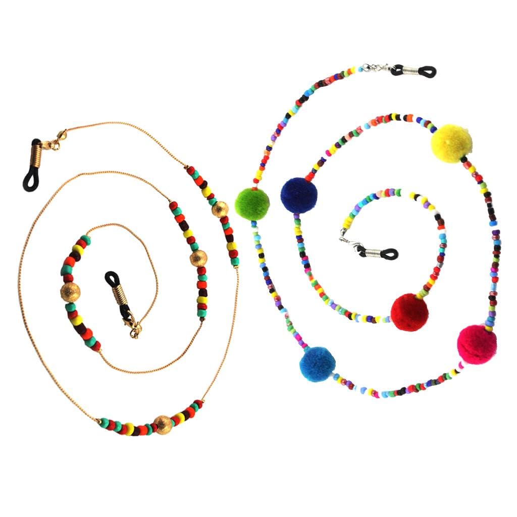 2pcs Colorful Beads Eyeglass Holder Chain Necklace Cord Perfect Beach Wearother Vision Care Vision Care Health-image-19