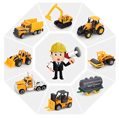 BeebeeRun Construction Vehicles Toys Set with Play Mat,44PCS Alloy Metal Trucks Car Play Set for Kids,Toy Trucks for 2 3 4 Year Old Boys,Gifts Boxed - Thumbnail 4