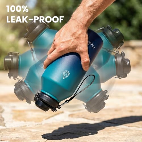 Image of 64 oz Insulated Water Bottle with 2‑in‑1 Pop‑Up Straw & Spout Lid