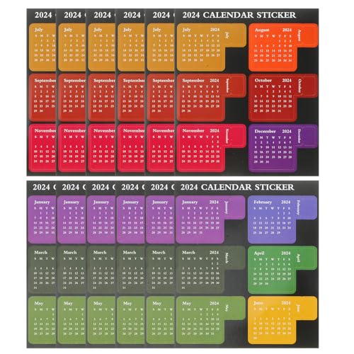 DOITOOL 12枚 年用便箋カレンダーシール 製インデックスステッカー 多機能スケジュールタブ ノート 手帳用マーカー オフィス 学校 家適用