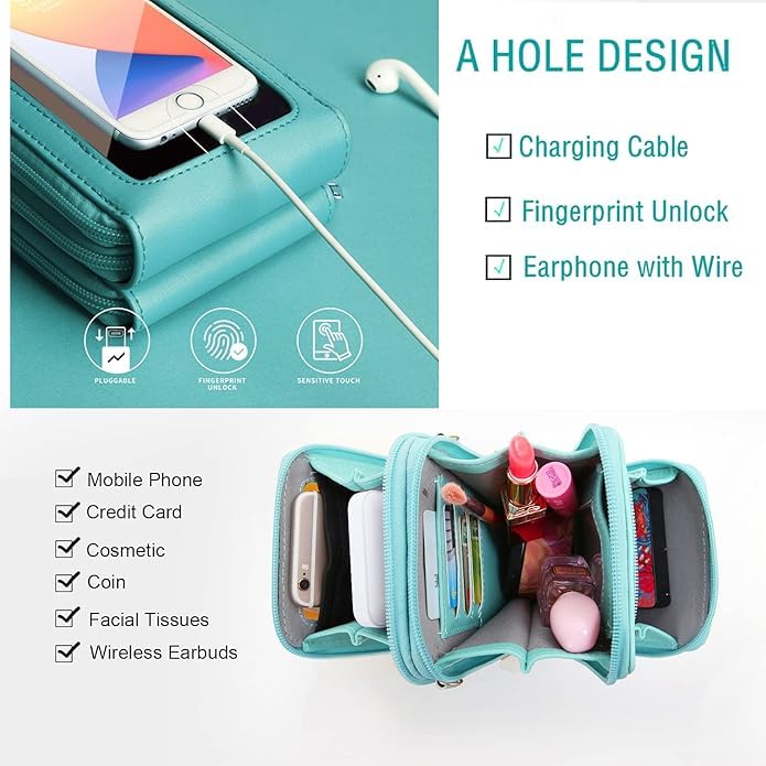 Image of Crossbody Cellphone Purse Women Touch Screen Bag RFID Blocking Wallet Handbag Shoulder Strap
