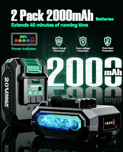 image for K I M O. KIMO 20V Cordless Drill Set with 2 Packs 2.0Ah Battery, Max 3