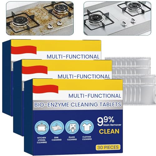 Compresse multifunzionali per la pulizia dei bio-enzimi, compresse multiuso ecologiche per la pulizia del grasso, detergente enzimatico organico, compresse di sale esplosivo bio-enzimatico (3 pezzi)