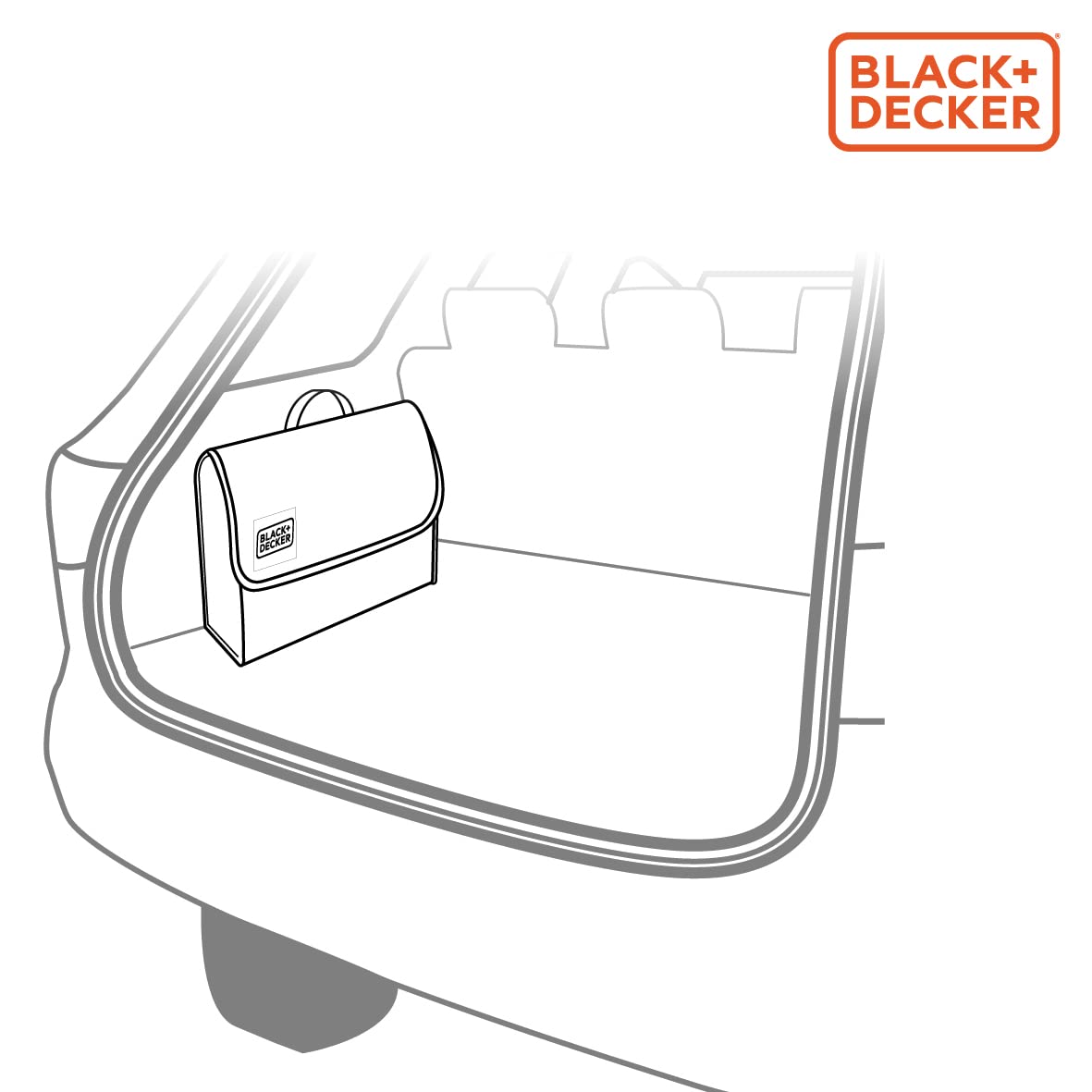 BLACK+DECKER Organizer do bagażnika, 29 x 15 x 30 cm, z zapięciem na rzepy, uchwyt, czarny