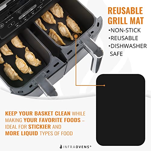 Image of Air Fryer Liner Accessories for Ninja Foodi Dual Air Fryer DZ201, Double Basket Ninja Reusable Replacement for Parchment Paper, Heat Resistant Mat for Air Fryer, Easy Clean and Safe Silicone Liner