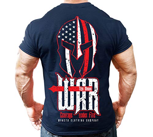 Monsta Clothing Co. Men's Bodybuilding Workout (ThisMeansWAR) Gym T-Shirt (G:NY) Navy