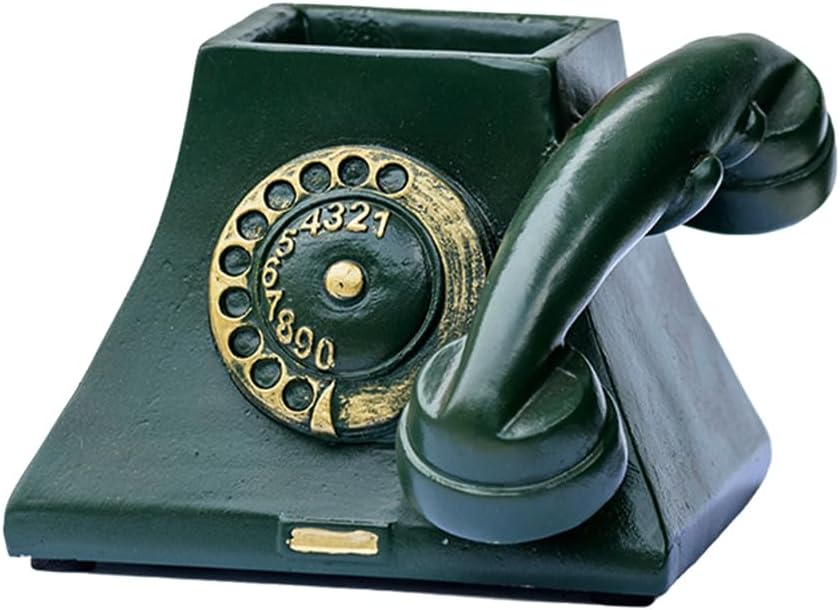 Yardwe Telephone Flower Pot Succulent Flower Pot Planter Resin Plant Pot Retro for Home Office Plants, Green