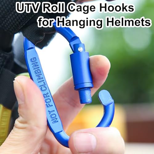 Image of UTV Roll Cage Hooks for Hanging Helmets, Headsets, Goggles, 1.5 inch to 2 inch SXS Roll Bar Mount Hook Hanger Compatible with Polaris, RZR, Can Am(2PCS,Blue)