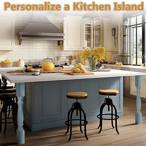 DoubleFill 2 Pcs Unfinished Kitchen Island Legs Farmhouse Solid Wood Table Legs Rubberwood Replacement Raised Panel Cabinet Column (35.4" H X 3.7" W X 3.7" D, Elegant Style) - Thumbnail 3