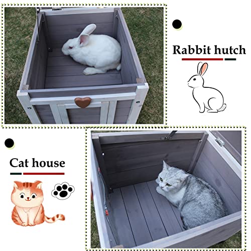 Rockever Cat House Outside, Feral Cat House Outdoor Weatherproof Rabbit Hutch Small, Wooden Small Pet House And Habitats #TOP3