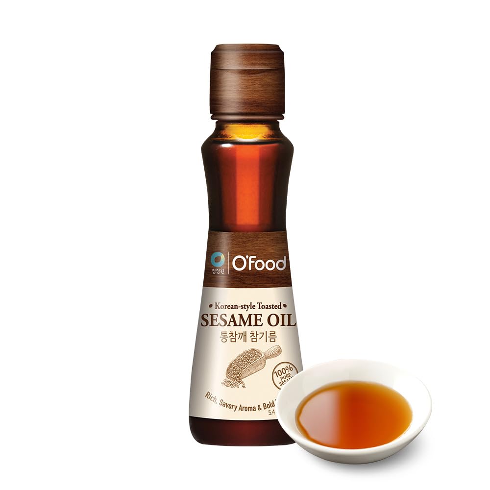 O’food Premium Toasted Sesame Oil 5.4 Fl Oz - 100% Pure Korean-Style Rich Nutty Flavor for Stir Fry, Noodles, Dressings & Asian Cooking