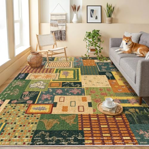 Tapete geométrico patchwork 5x7 ft lavable antideslizante miniatura 2