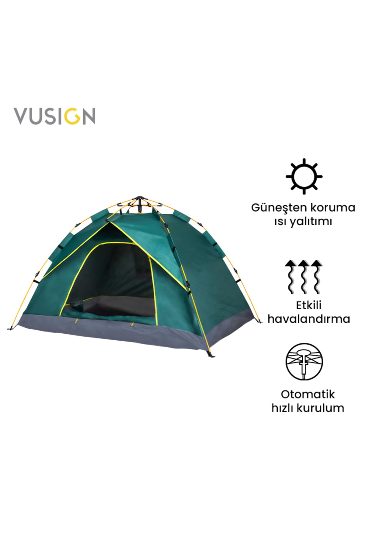 Vusign Otomatik Kamp Çadırı 2 Kişilik Kolay Kurulum 200x148 cm…