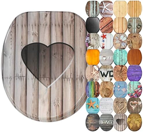 Soft Close Toilet Seat | Wide Choice of Wooden Toilet Seats | Stable Hinges | Easy to Mount (Rustic)