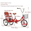WRHOPR Bike 3 Wheels 16Inch Adult Tricycles with Back Seat Shopping Basket, Bikes Cruise Trike Three-Wheeled Bicycles for Seniors Women Men Red Cycling Pedalling #1