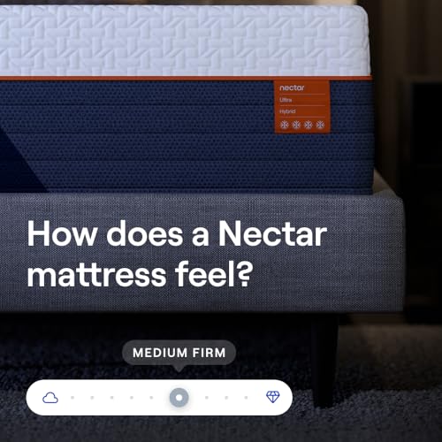 Image of Nectar Ultra Hybrid 15 inch King Mattress - Medium Firm - Cooling Fibers & Temperature Regulating Material - Back Pain Relief - Zoned Ergonomic Support Layer - 365-Night Mattress Trial