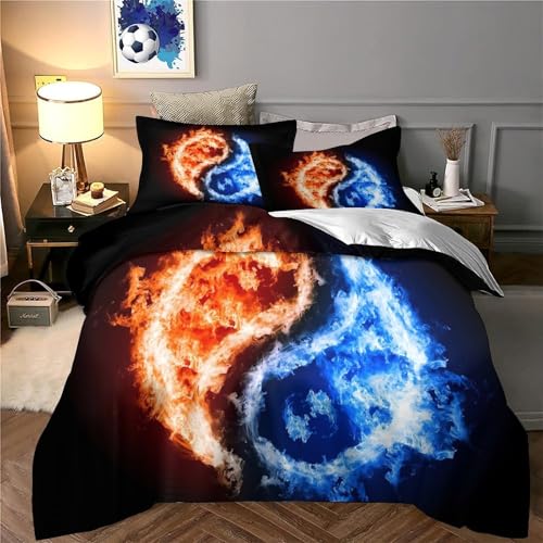 Housse de couette yin yang 135x200 microfibre 3d pour lit ado single - 6