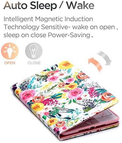 MOKASE iPad Mini 5 case, iPad Mini 1 2 3 4 Case, Flip PU Leather Wallet Case Multiple Viewing Angle Stand Smart Cute Colorful Cover for iPad Mini 1 2 3 4 5, Color Flowers