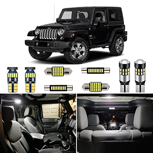 Image of AUTOGINE 7 Piece CANBUS LED Interior Light Kit for Jeep Wrangler JK 2-Door 2007 2008 2009 2010 2011 2012 2013 2014 2015 2016 2017 2018 Super Bright 6000K White LED Bulbs Package + Install Tool