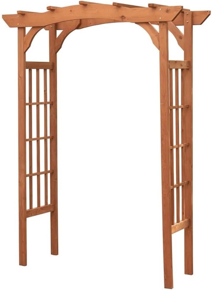 Leisure Season WA6180 Outdoor Wooden Arbor Trellis - Brown - 1 Piece - Decorative Lattice Panels Design for Garden - Support for Climbing Plants, Vines, Flowers - Cedar Wedding Arch, Walkway, Archway