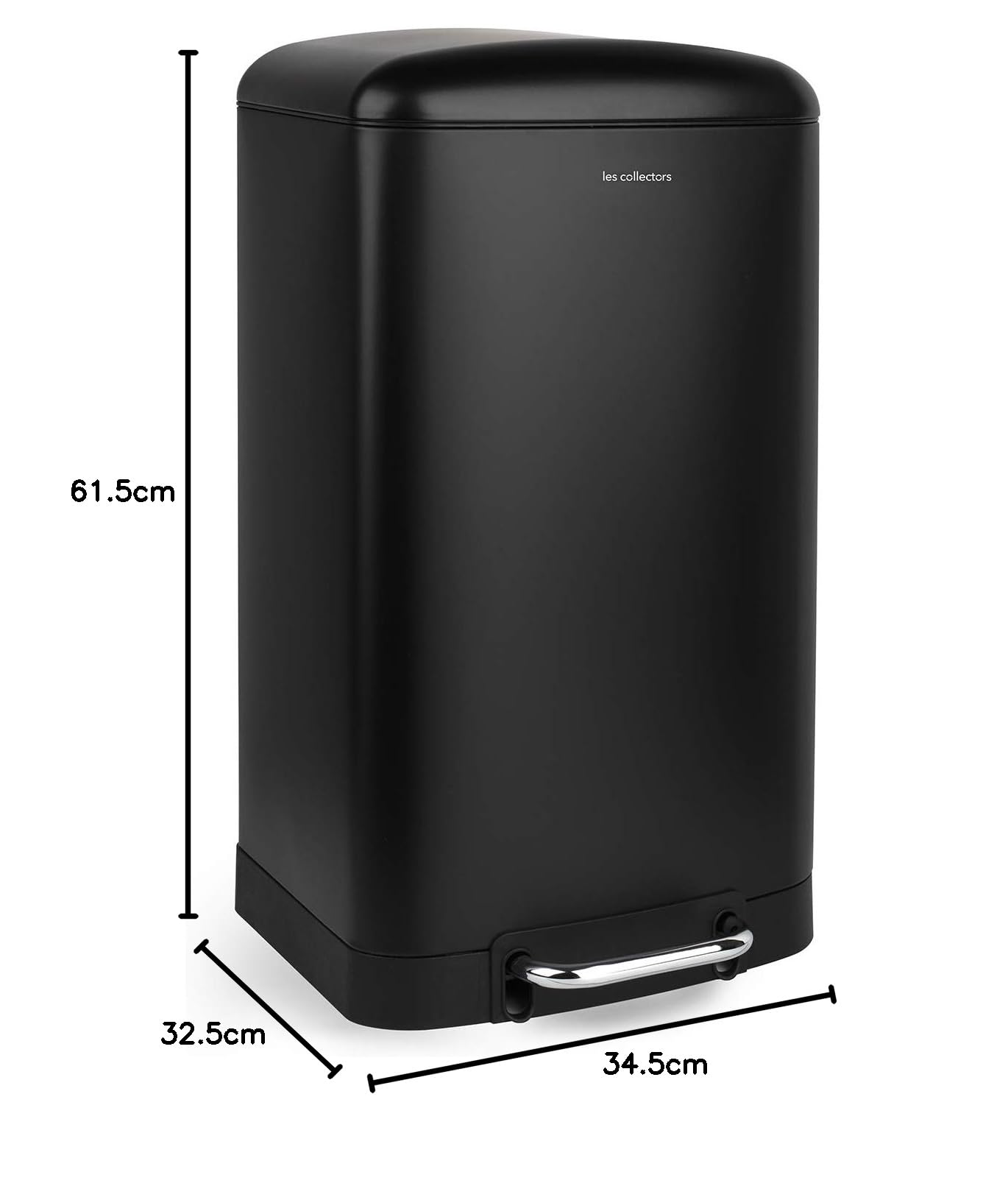 Les Collectors Kosz na śmieci z pokrywką, metal, czarny, 30 l