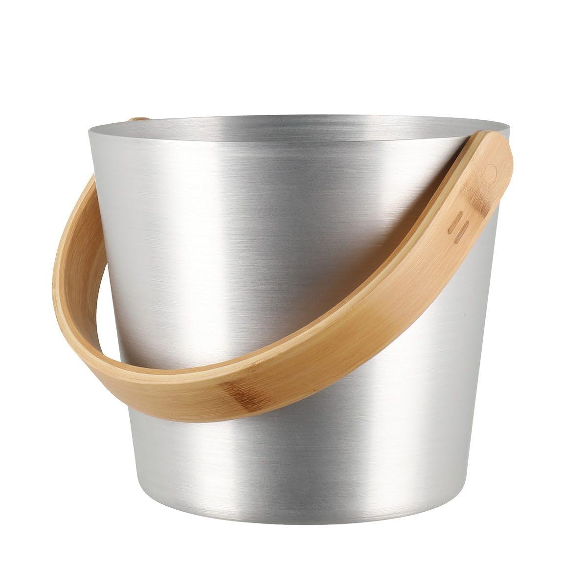 Rento - Saunaeimer, Aufgusseimer - Aluminium - Farbe: Silber - mit edlem Griff aus Bambus - 5 Liter