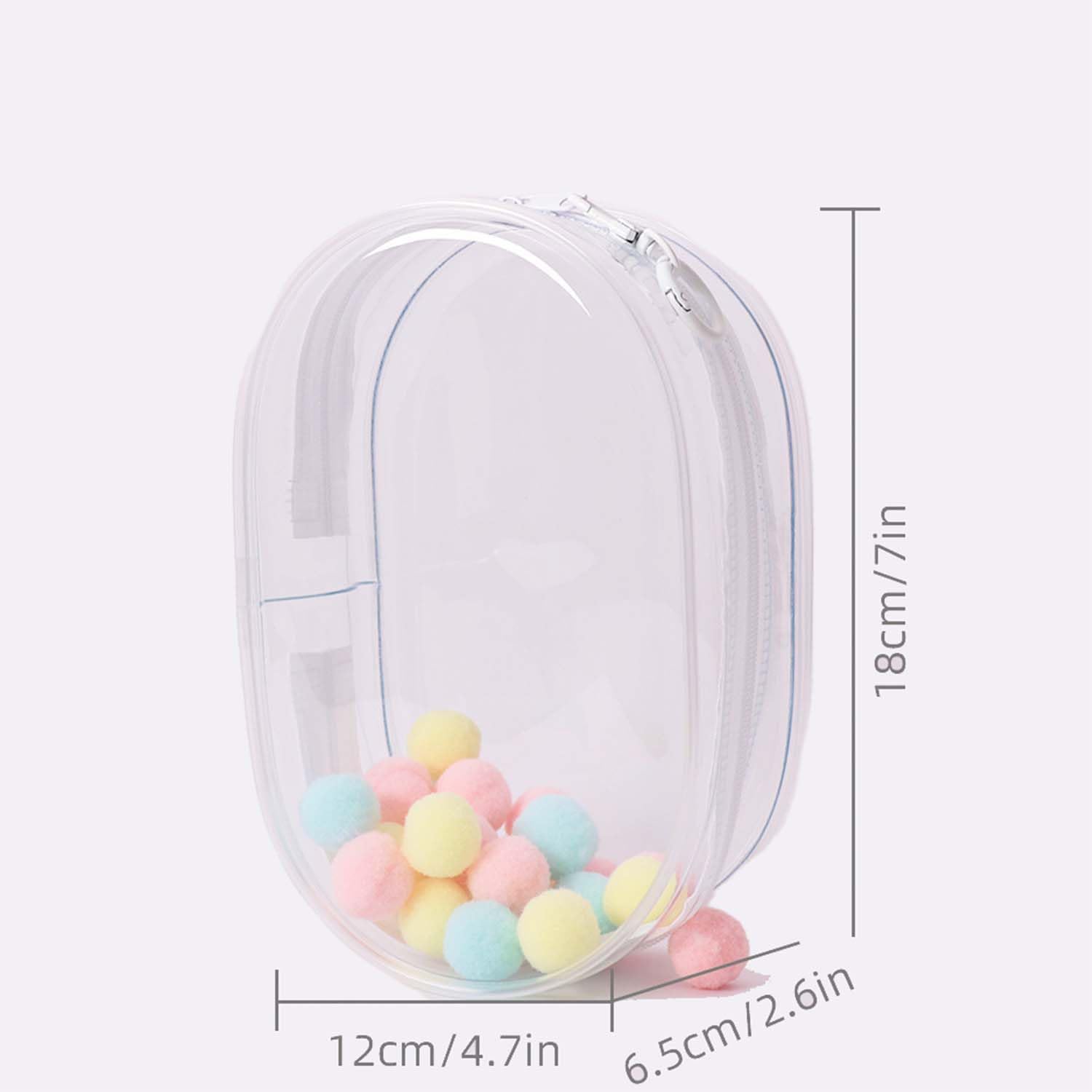 2Sets 18CM Crystal Clear PVC Doll Display Case, Hanging Dust-Proof Protector with Pompom Keychain - Image 3