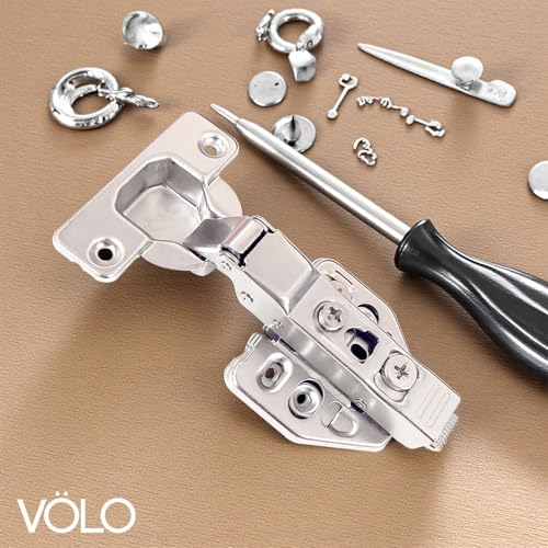 Image of VOLO Cabinet Hinges, Set of 1 (2 Pieces) for Furniture, Wardrobes, Doors, and Storage Units | (3D Soft Close (Mild Steel), 8 Crank | Half Overlay)