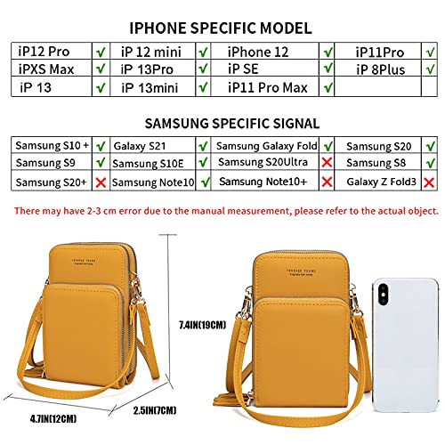 Image of myfriday women Small Crossbody Sling Bag Hand Clutch Shoulder Bags Cell Phone Holder Card Pocket Wallet Purse for Girls | 6 card slots, multi-pocket zipper layout and soft synthetic leather keep phone, lipstick, coins and keys ready outdoors