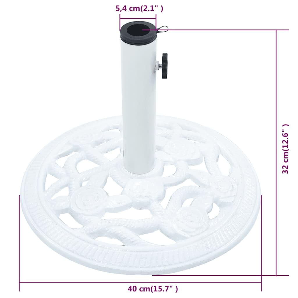 Base de sombrilla (hierro fundido, 9 kg, 40 cm, para mástiles 35/38/48 mm, soporte para sombrilla resistente y estable con botón de sujeción ajustable para diámetros 32/34/38 mm, ahorro de