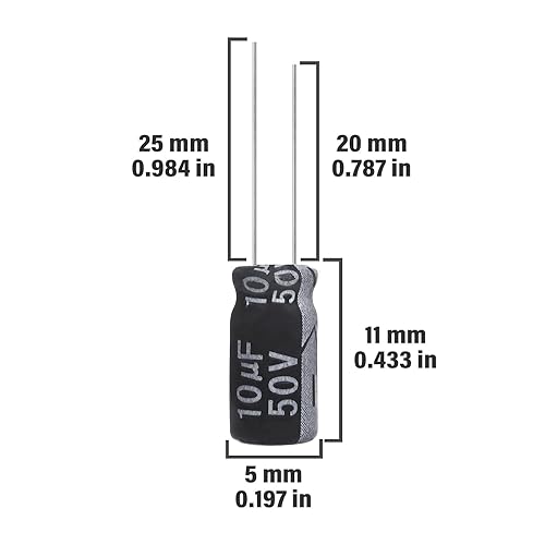 Miniatura 55 de Condensador electrolítico 100uF 63V 0.315x0.472 in 100 UF MFD 63 voltios 0.32x0.47in condensadores de aluminio (paquete de 10)