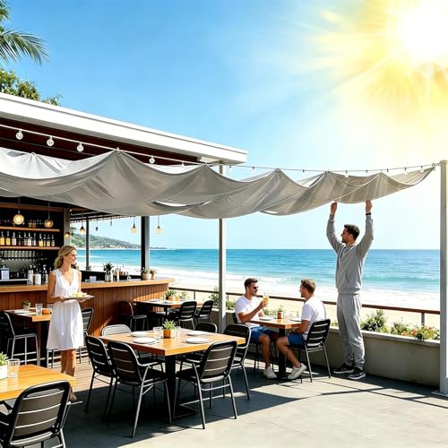 Voile d'ombrage rétractable imperméable au design ondulé pour terrasse - 3