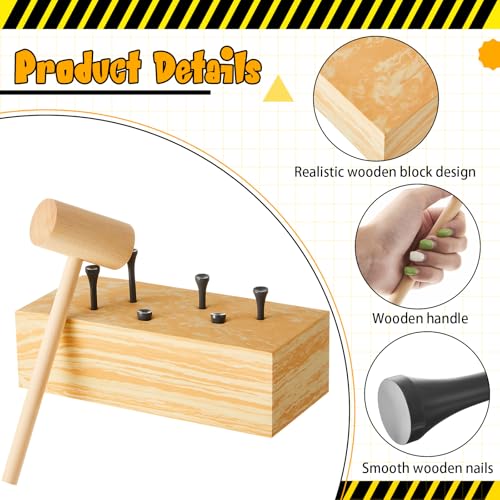 Realspring 8 Set Wooden Hammer Toys Kids Hammer Pounding Toy 8+ Year Old Carpentry Workbench Toys for Construction Birthday Party Supplies Montessori Education Boys and Girls Gift by Realspring - Image 3