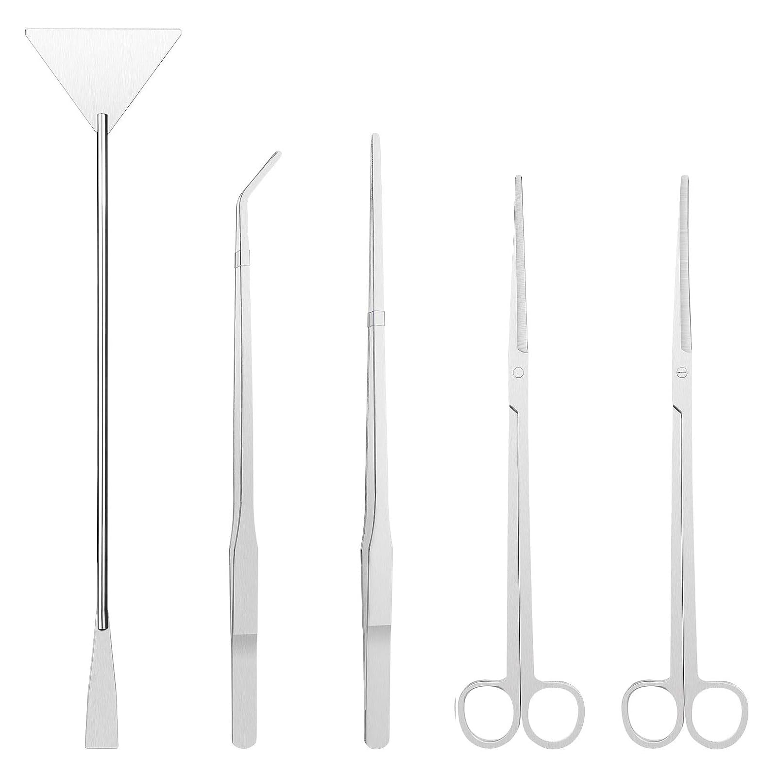 5 in 1 Attrezzi Piante Acquario,in Acciaio Inox Acquatiche Set di Utensili Set Accessori per Acquari Pinzette per Piante Acquatiche Scissor Substrato Spatola Kit di Base per Strumenti Acquario