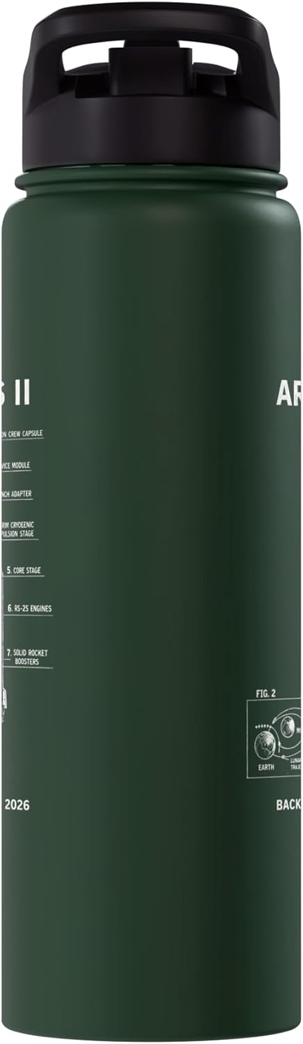 Blueprint Space Rocket Launch Mission To The Moon Artemis 2 Stainless Steel Insulated Water Bottle