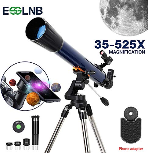 ESSLNB Telescopio Astronomico 700/70mm Telescopio Astronomico Professionale HD Obiettivo con Eretto-Immagine Point Rouge Cercatore Treppiede Regolabile Adattatore Telefonico Lente di Barlow