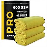 The Pro Stuff® Car Detailing Microfiber Towels - 600 GSM Thick Plush Auto Towels | Super Soft Dual-Sided for Cleaning, Washing, Buffing | Tagless, Scratch-Free, Lint Free Cloth (16