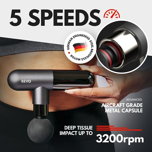 Image of The Pill by REVO - Handheld Deep Tissue Electric Massage Gun with 4 Attachments - Powerful, Sleek, Ergonomic, Lightweight - Compact and Easy to Hold Percussion Muscle Massager