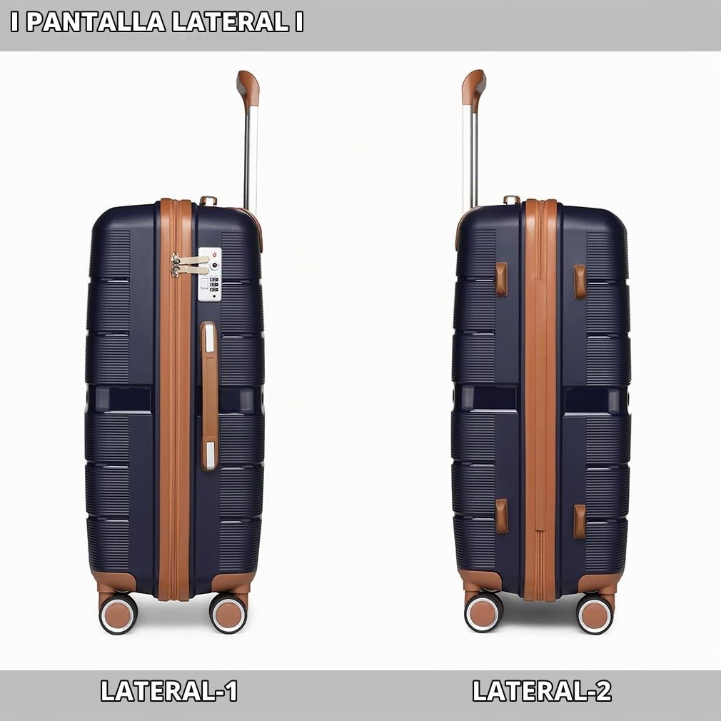 British Traveller Equipaje de Mano 56x37x22cm Maleta de Viaje Cabina Rígida Ligera Maleta de Cabina 4 Ruedas, Azul