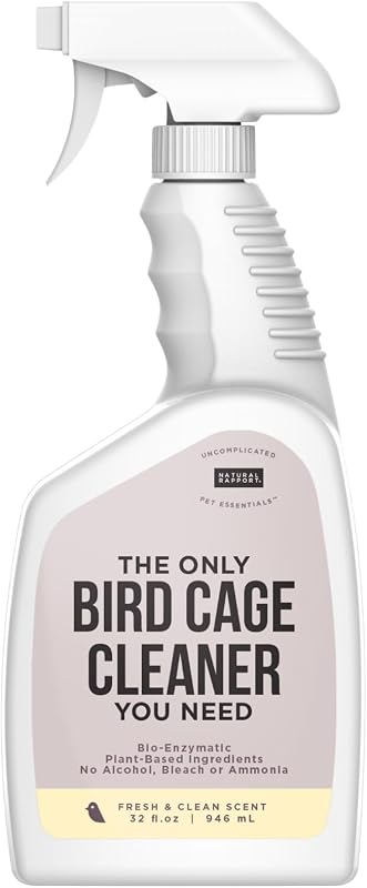 Limpador de gaiola para aves Natural Rapport à base vegetal, spray removedor de resíduos, 946 mL