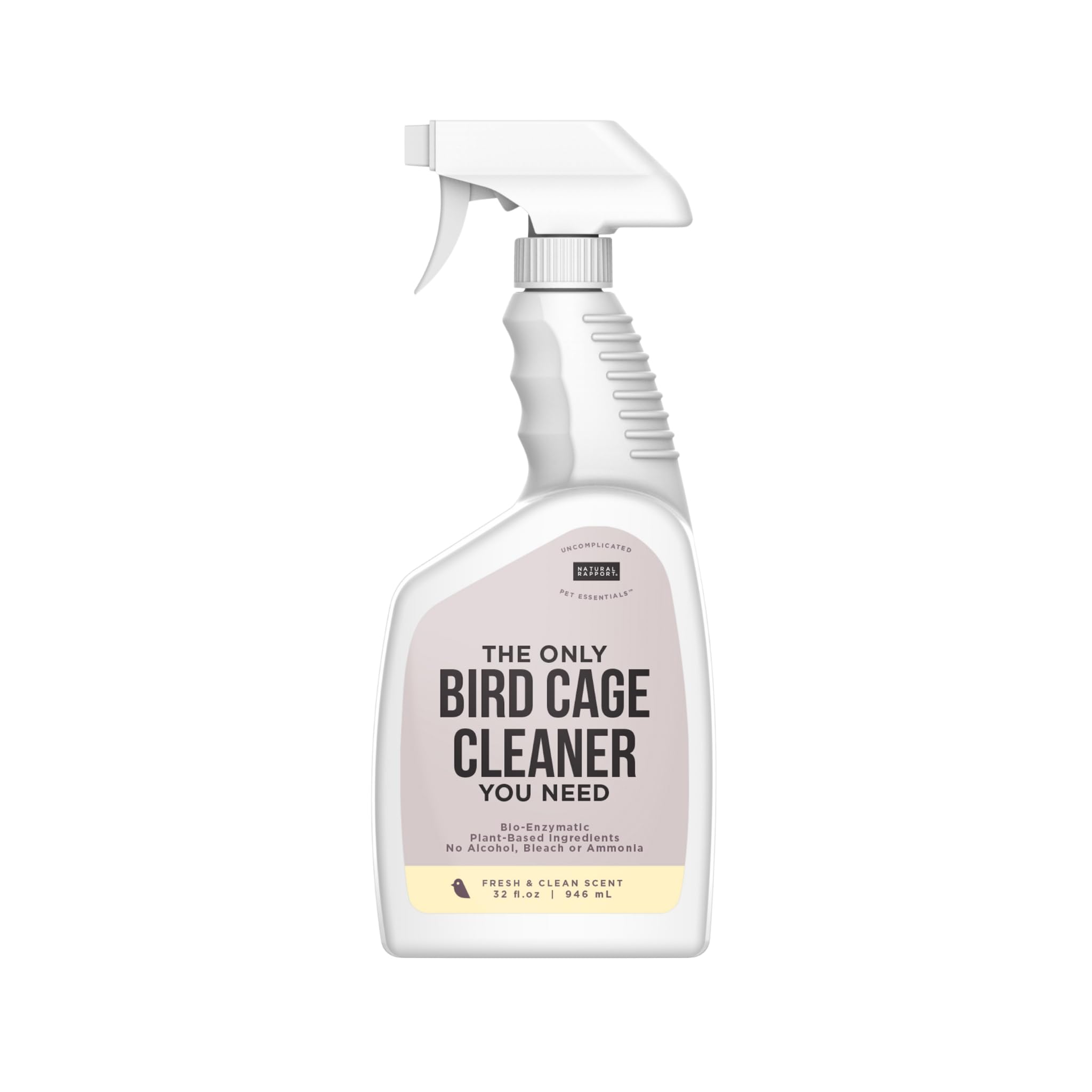 Natural Rapport Bird Cage Cleaner - The Only Bird Cage Cleaner You Need - Bird Poop Spray Remover, Naturally Removes Bird Waste (32 Oz)