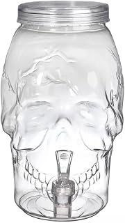 Spooky Skull Clear Plastic Drink Dispenser - 1 Gallon (1 Count) - Unique & Eye-Catching Design Durable & Leak-Proof - Perfect For Halloween & Themed Events