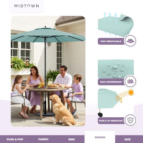 Image of Midtown Umbrellas Push and Pop - 9 Ft Patio Umbrella, Seawater Canopy
