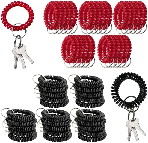 Amazon.com: YARRD 50PCS Wristlet Badge Holder – 25 Red Elastic Keychain ...